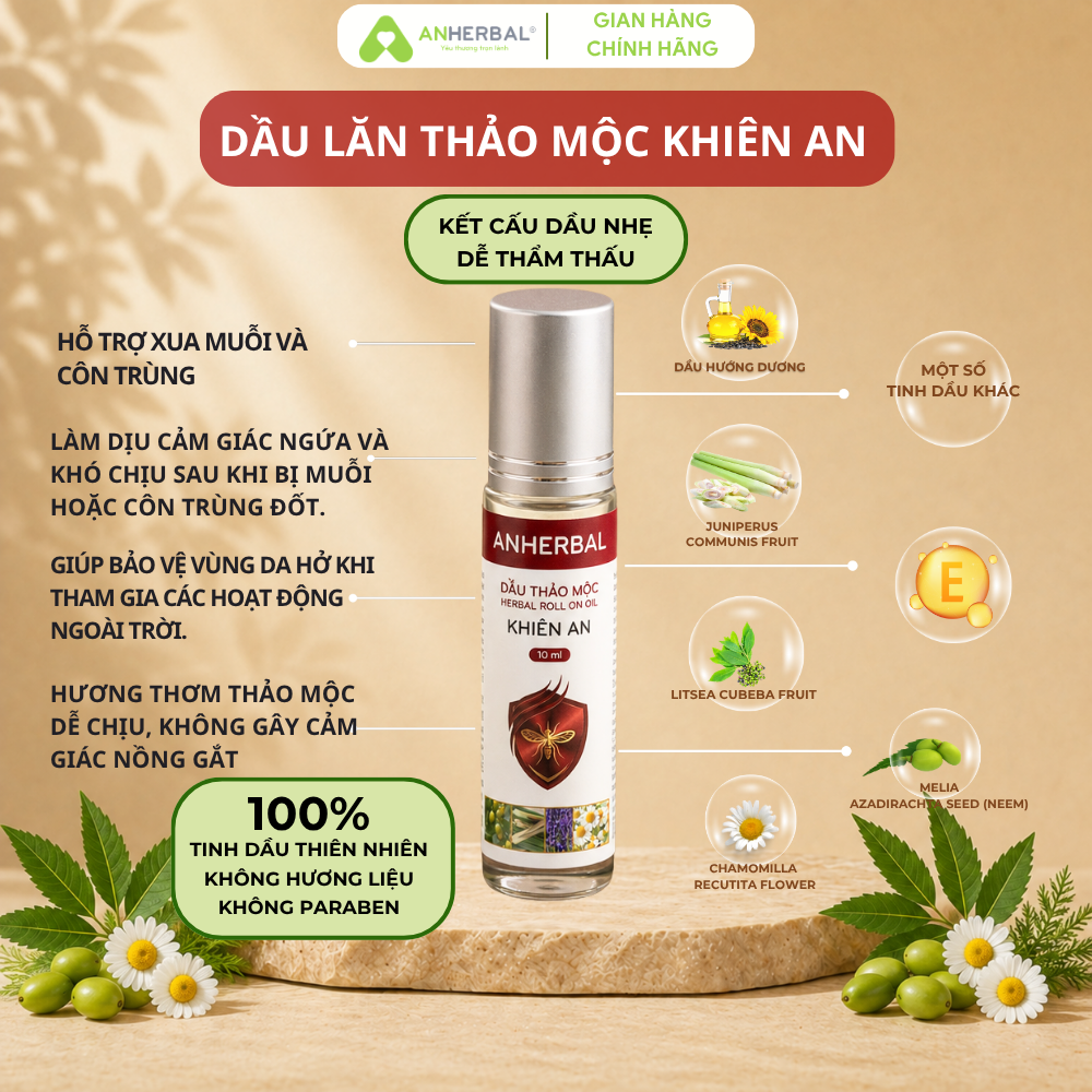 Dầu lăn thảo mộc KHIÊN AN - Phòng chống côn trùng