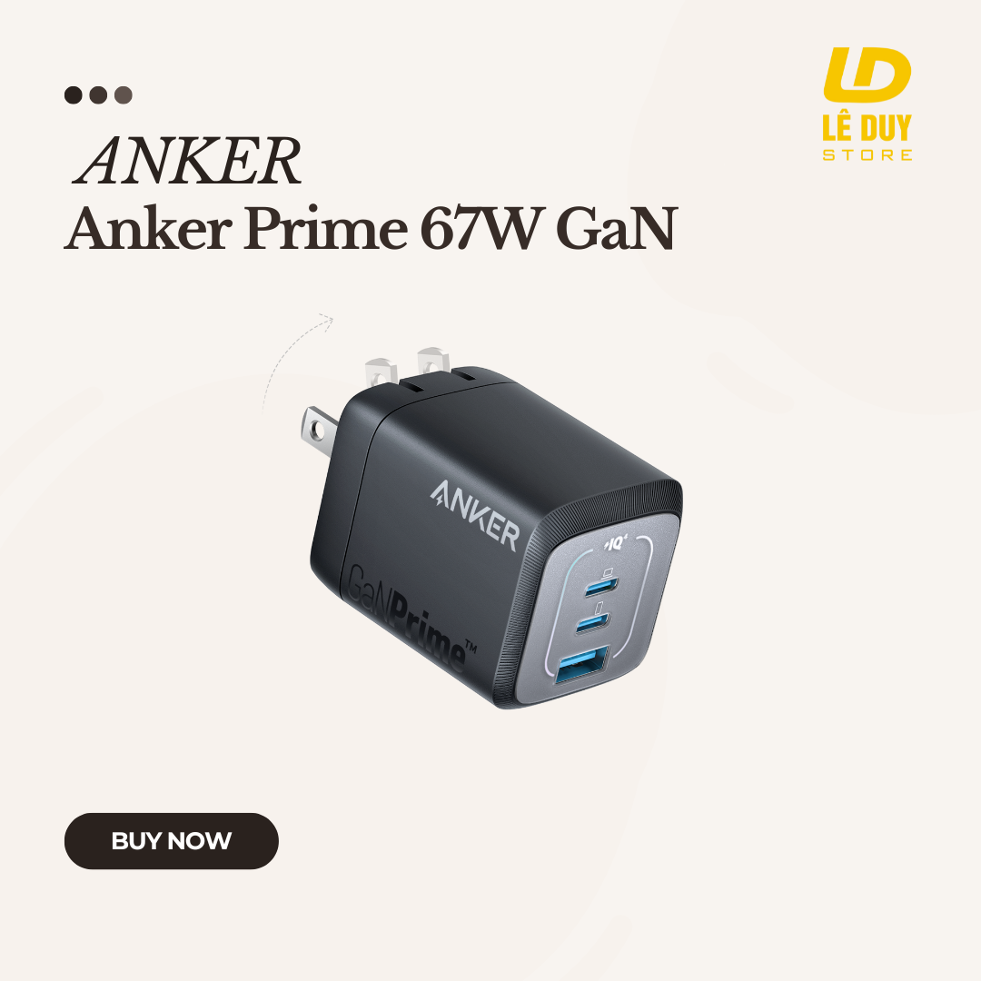  Sạc 3 Cổng Anker Prime 67W GaN - A2669 