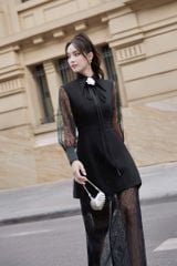 V1101 ĐẦM CỔ TRÒN PHỐI REN