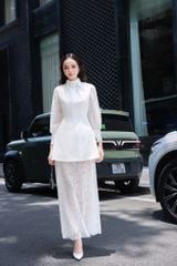 V1101 ĐẦM CỔ TRÒN PHỐI REN