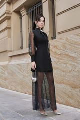 V1101 ĐẦM CỔ TRÒN PHỐI REN