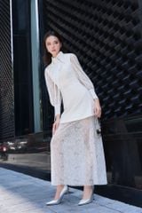 V1101 ĐẦM CỔ TRÒN PHỐI REN