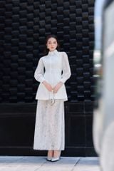 V1101 ĐẦM CỔ TRÒN PHỐI REN