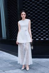 V1101 ĐẦM CỔ TRÒN PHỐI REN