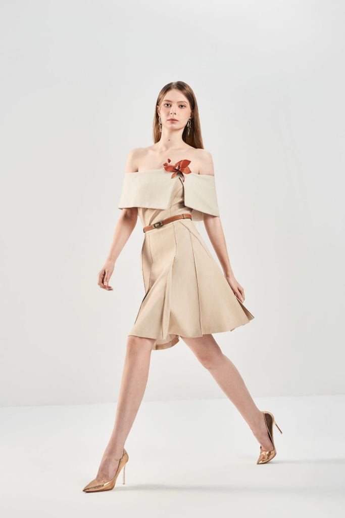 Đầm Trễ Vai Xếp Ly V1119