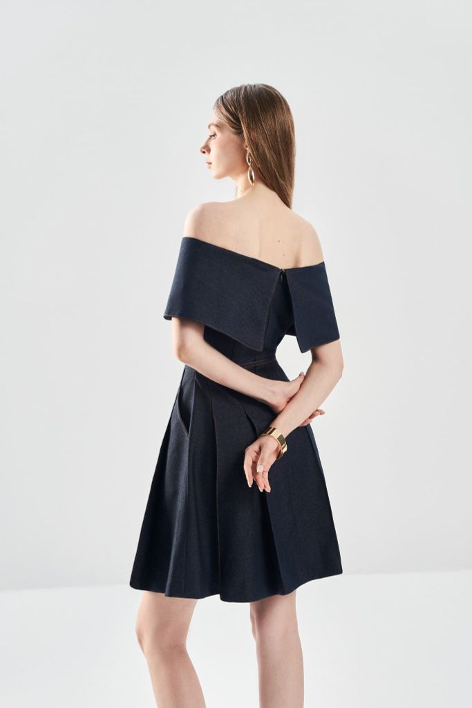 Đầm Trễ Vai Xếp Ly V1119