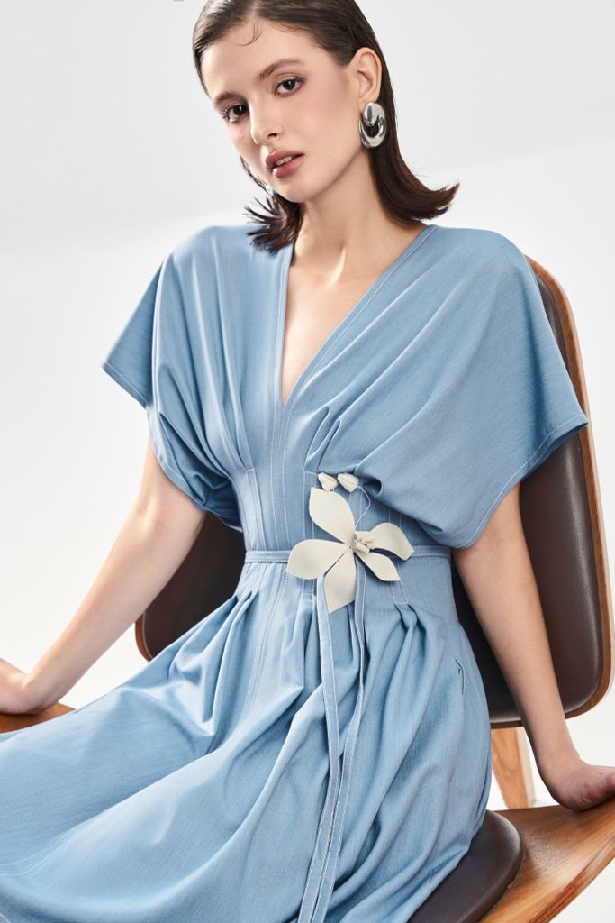 Đầm Chiết Eo Tay Liền V1120