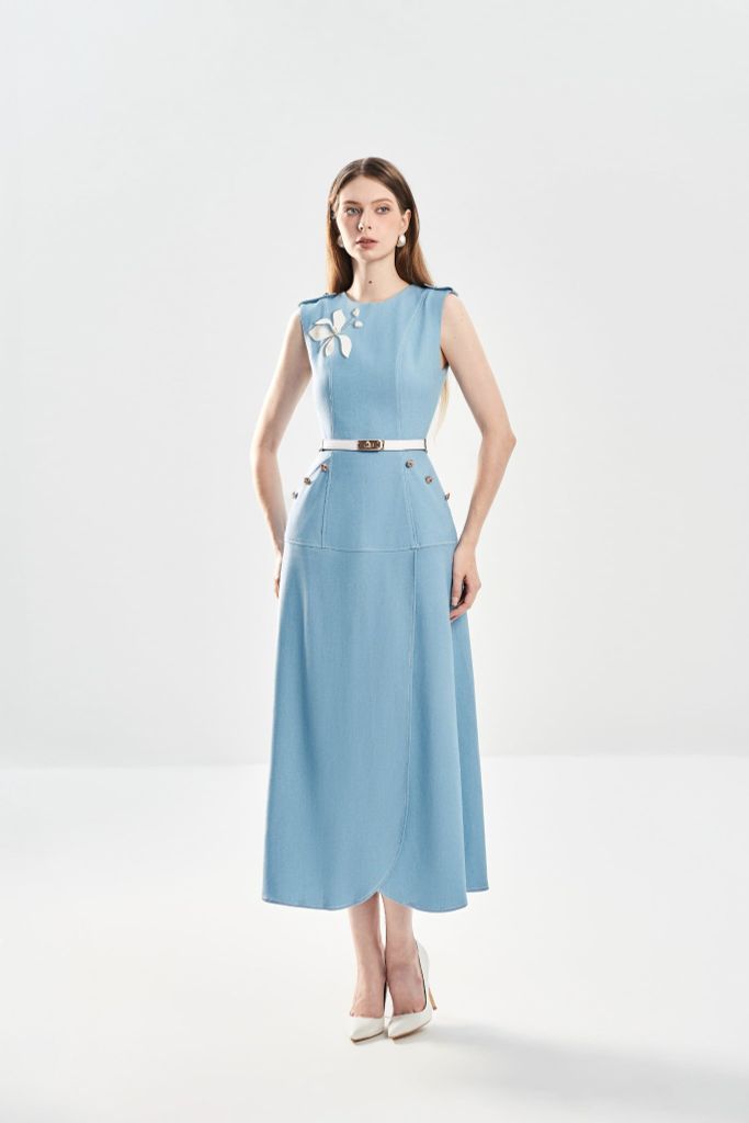 Đầm Ôm A Cổ Tròn V1125