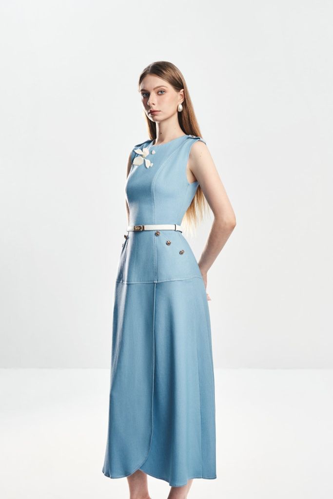 Đầm Ôm A Cổ Tròn V1125