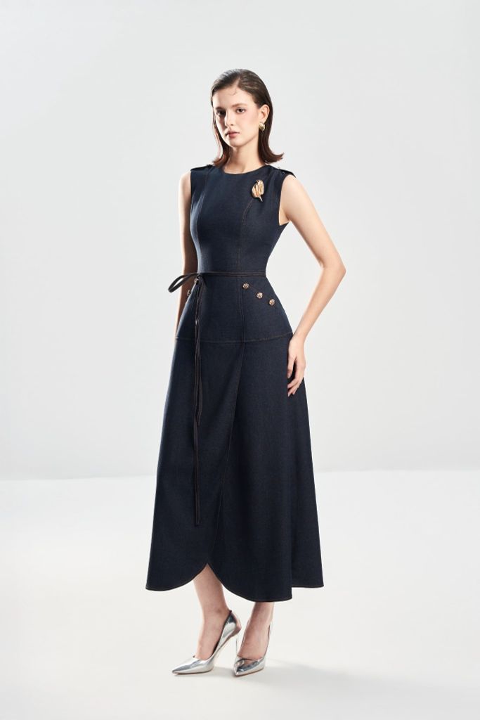 Đầm Ôm A Cổ Tròn V1125