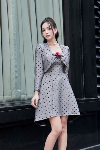 AK1111 ÁO KHOÁC TAY DÀI CHẤM BI