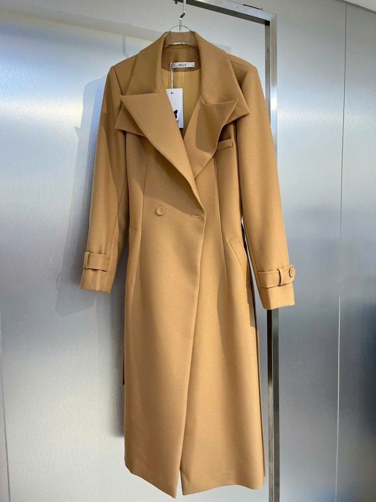 MT924 - Áo khoác măng tô dáng dài cổ 2 ve thiết kế khuy kim loại cao cấp