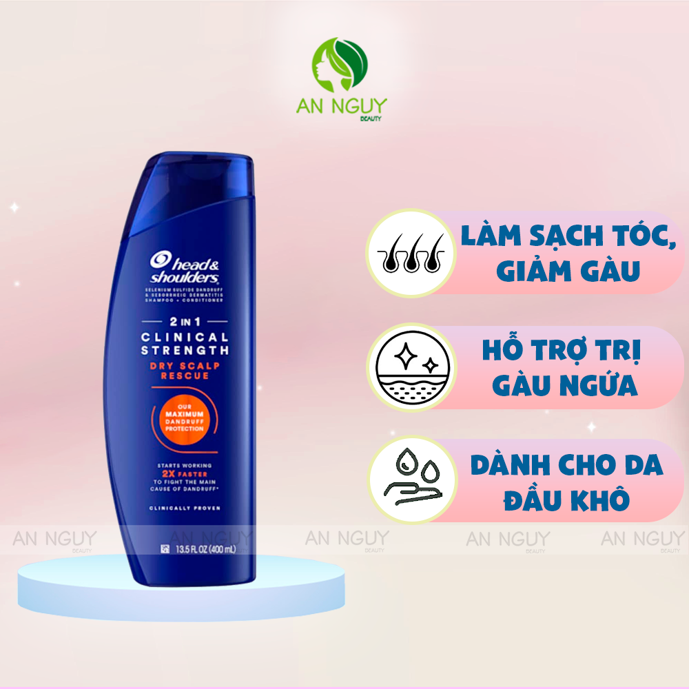 Dầu Gội Xả Trị Gàu Head & Shoulders 2 In 1 Clinical Strength Giảm Ngứa Chuyên Sâu 400ml