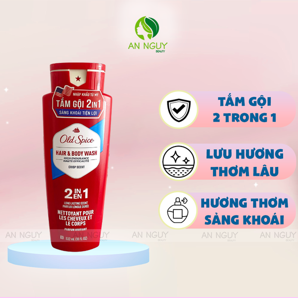 Sữa Tắm Và Dầu Gội Old Spice 2In1 High Endurance Crisp Scent 532ml