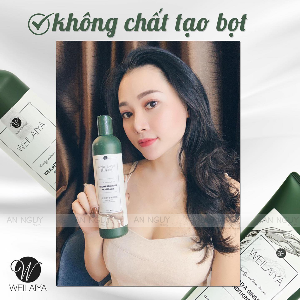 Bộ Gội Xả Weilaiya Ginger Hair Strength Shampoo & Conditioner Gừng Trắng, Giảm Rụng, Kích Mọc Tóc (Trắng)