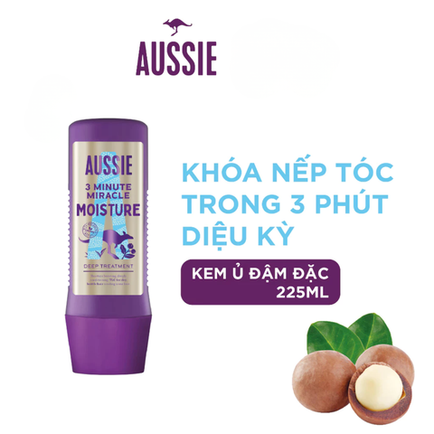 Dầu Xả Ủ Tóc Aussie 3 Minute Miracle Moisture Deep Treatment Dưỡng Ẩm Và Phục Hồi Tóc 225ml