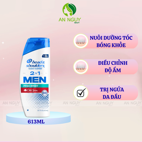 Dầu Gội & Xả Head & Shoulders Men Old Spice Pure Sport 2in1 Hương Nam Tính (Hàng Mỹ Nhập Khẩu)