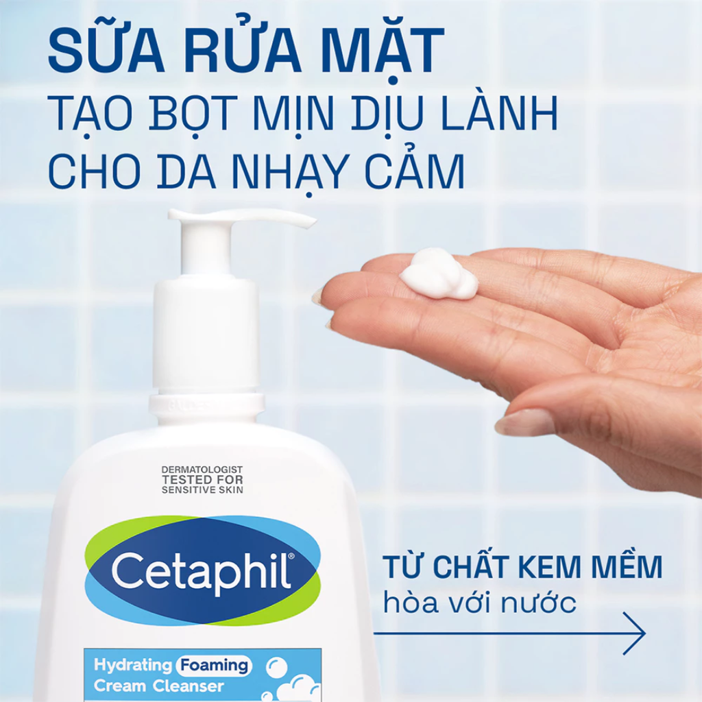Sữa Rửa Mặt Cetaphil Hydrating Foaming Cream Cleanser Tạo Bọt Dịu Lành Cho Da Khô, Nhạy Cảm