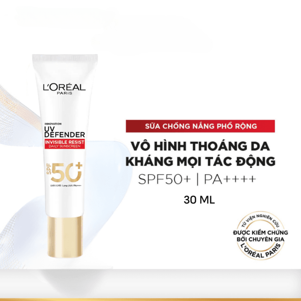 Kem Chống Nắng L'Oreal Paris UV Defender Invisible Resist Daily Sunscreen SPF50+PA++++ 30ml
