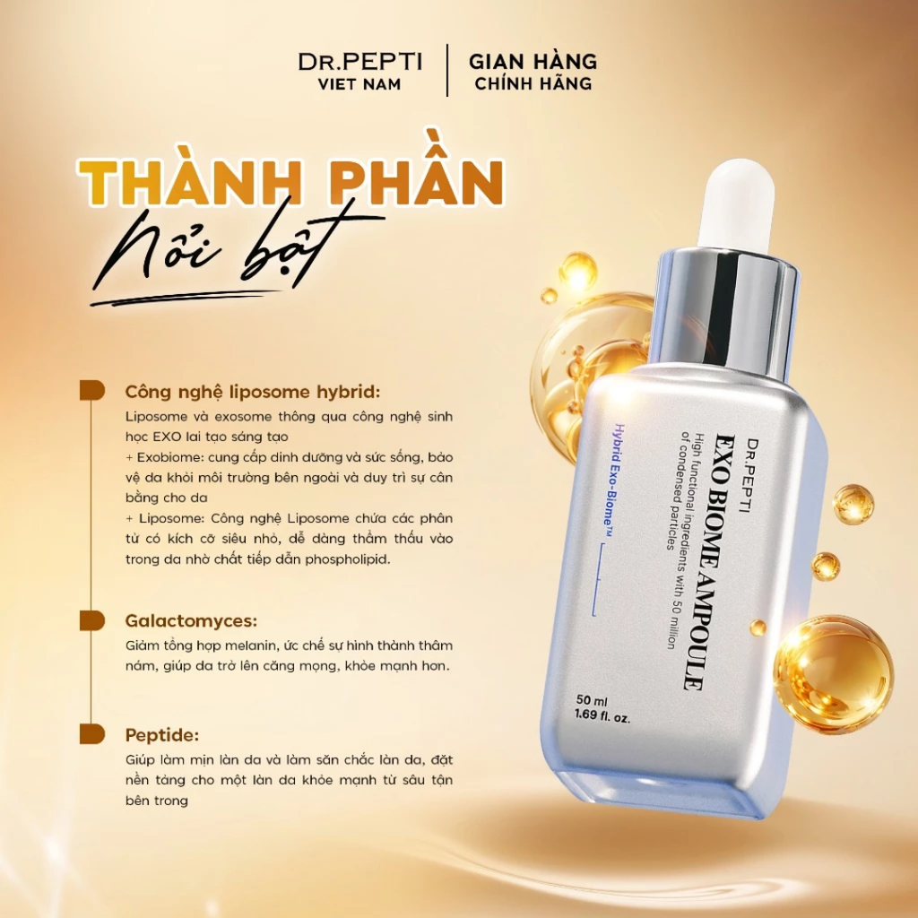 Tinh Chất Dr.Pepti Exo Biome Ampoule Ngừa Lão Hóa, Căng Mịn Da 50ml