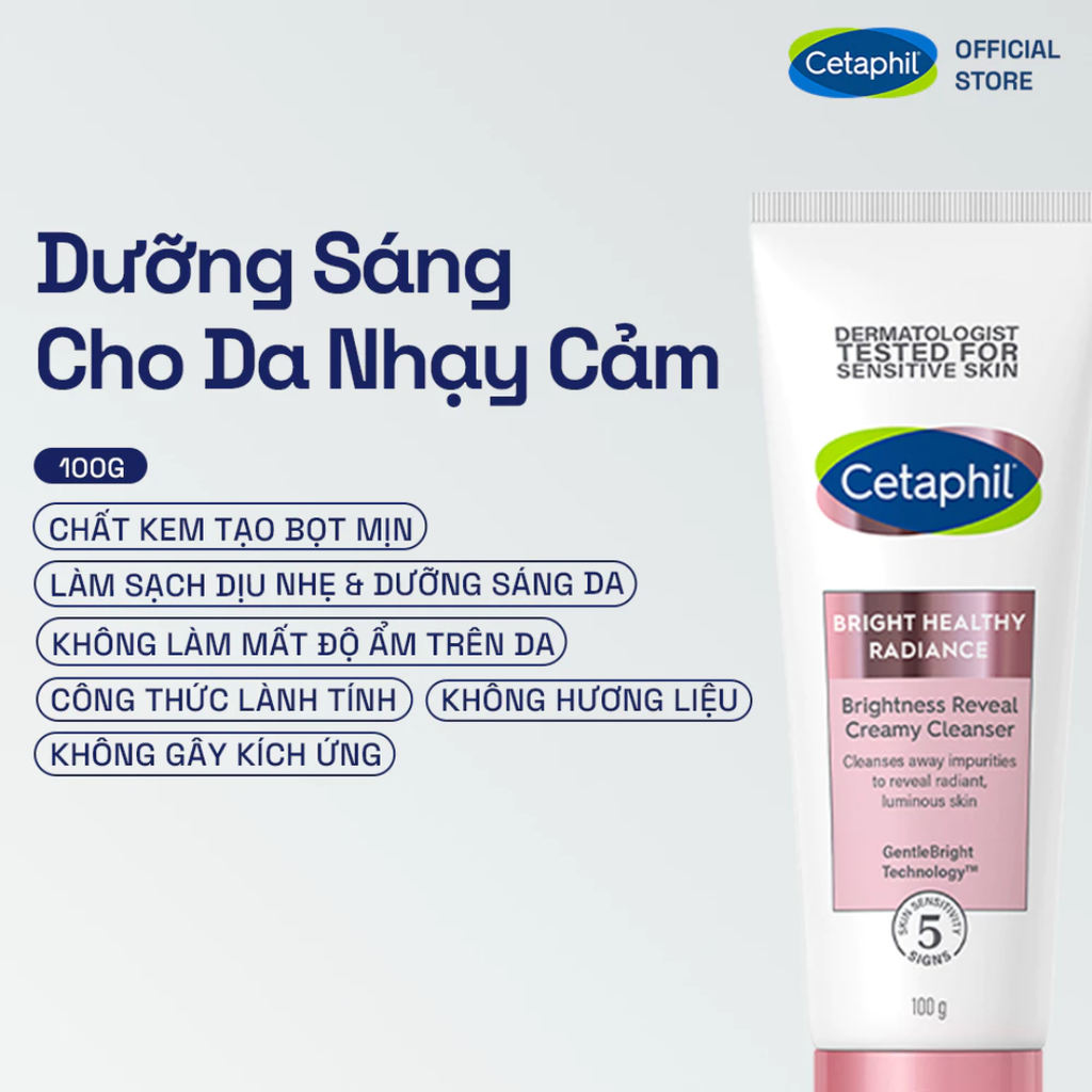Sữa Rửa Mặt Cetaphil Bright Healthy Radiance Brightness Reveal Creamy Cleanser Làm Sáng Da 100g
