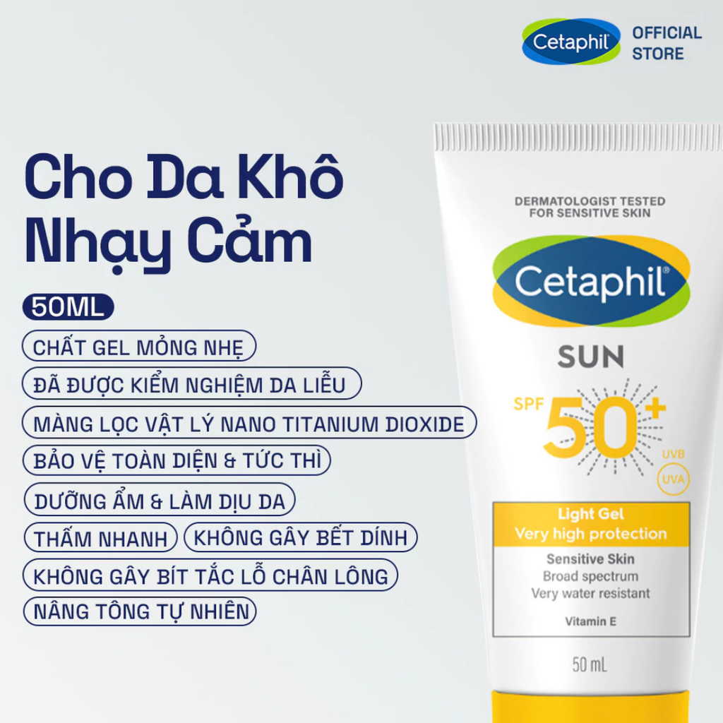 Gel Chống Nắng Cetaphil Sun SPF 50+ Light Gel Dịu Lành Cho Da Nhạy Cảm 50ml
