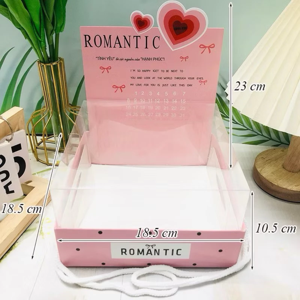 Hộp Quà Romantic Lịch Kèm Meka Có Quai Xách Nhiều Màu