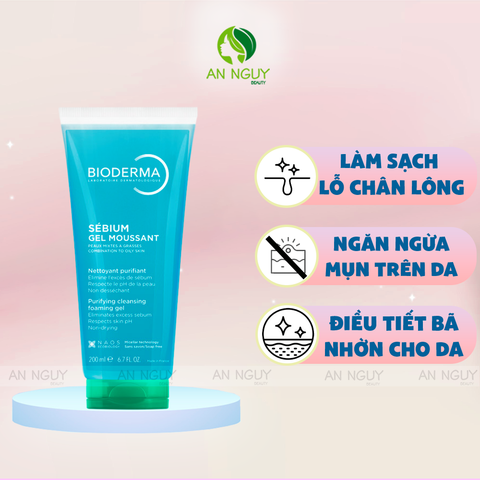 Gel Rửa Mặt Bioderma Sébium Gel Moussant Dành Cho Da Dầu & Hỗn Hợp