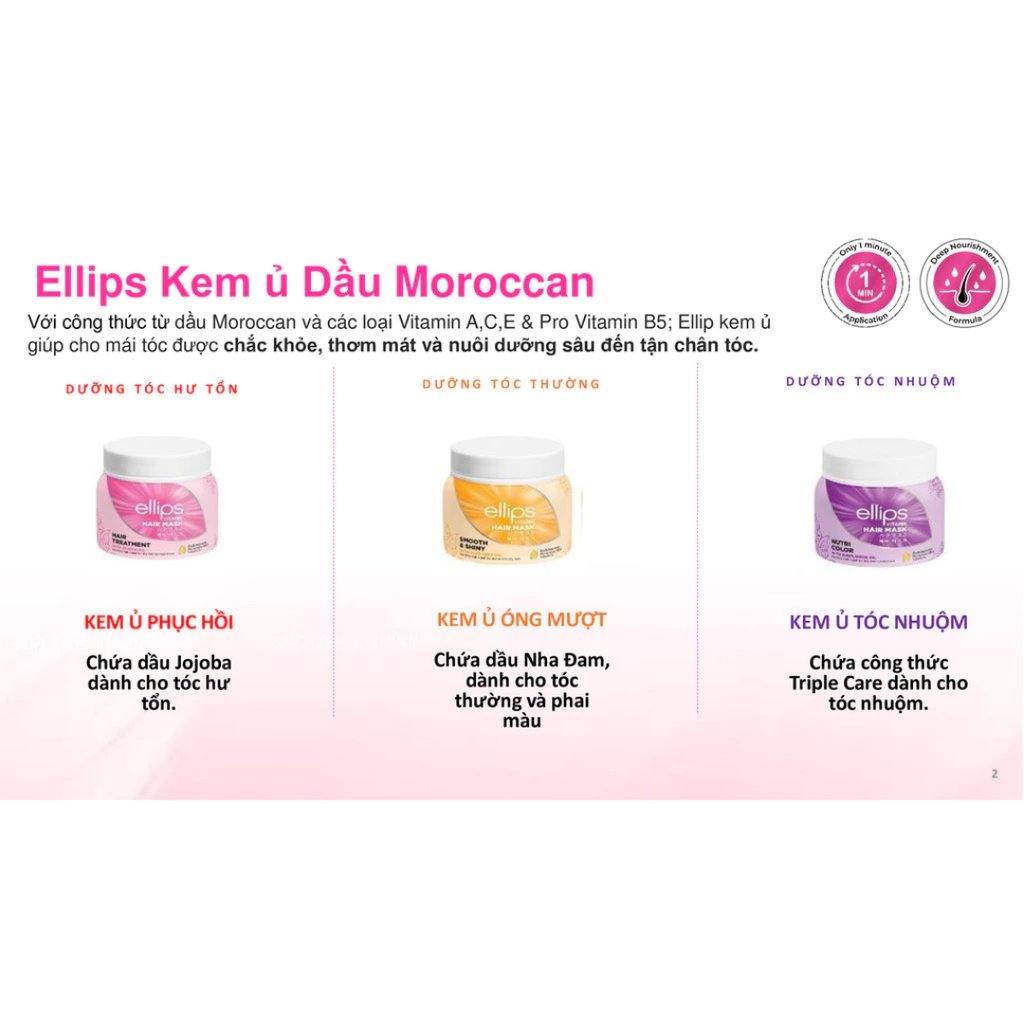 Kem Ủ Tóc Ellips Vitamin Hair Mask Giúp Tóc Chắc Khỏe Mềm Mượt 200g