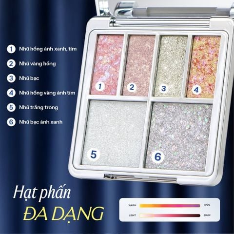 Bảng Phấn Nhũ 6 Ô Lemonade Aesthetic Multi-task Palette 9.2g