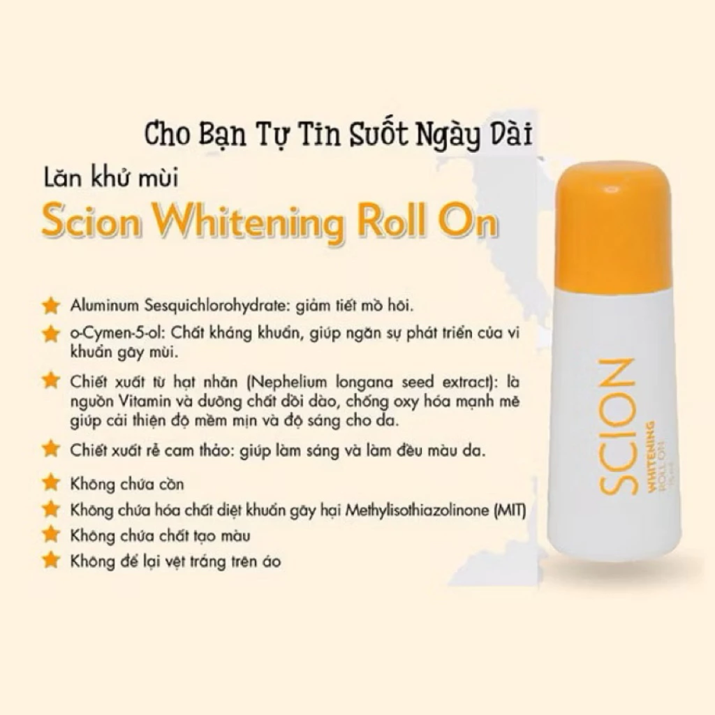 Lăn Khử Mùi Scion Brightening Roll On Làm Sáng Da, Giảm Mùi Mồ Hôi 75ml