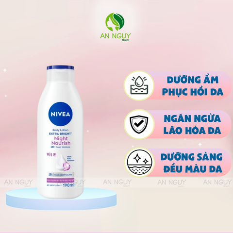Sữa Dưỡng Thể Nivea Extra Bright Night Nourish Body Lotion Dưỡng Trắng