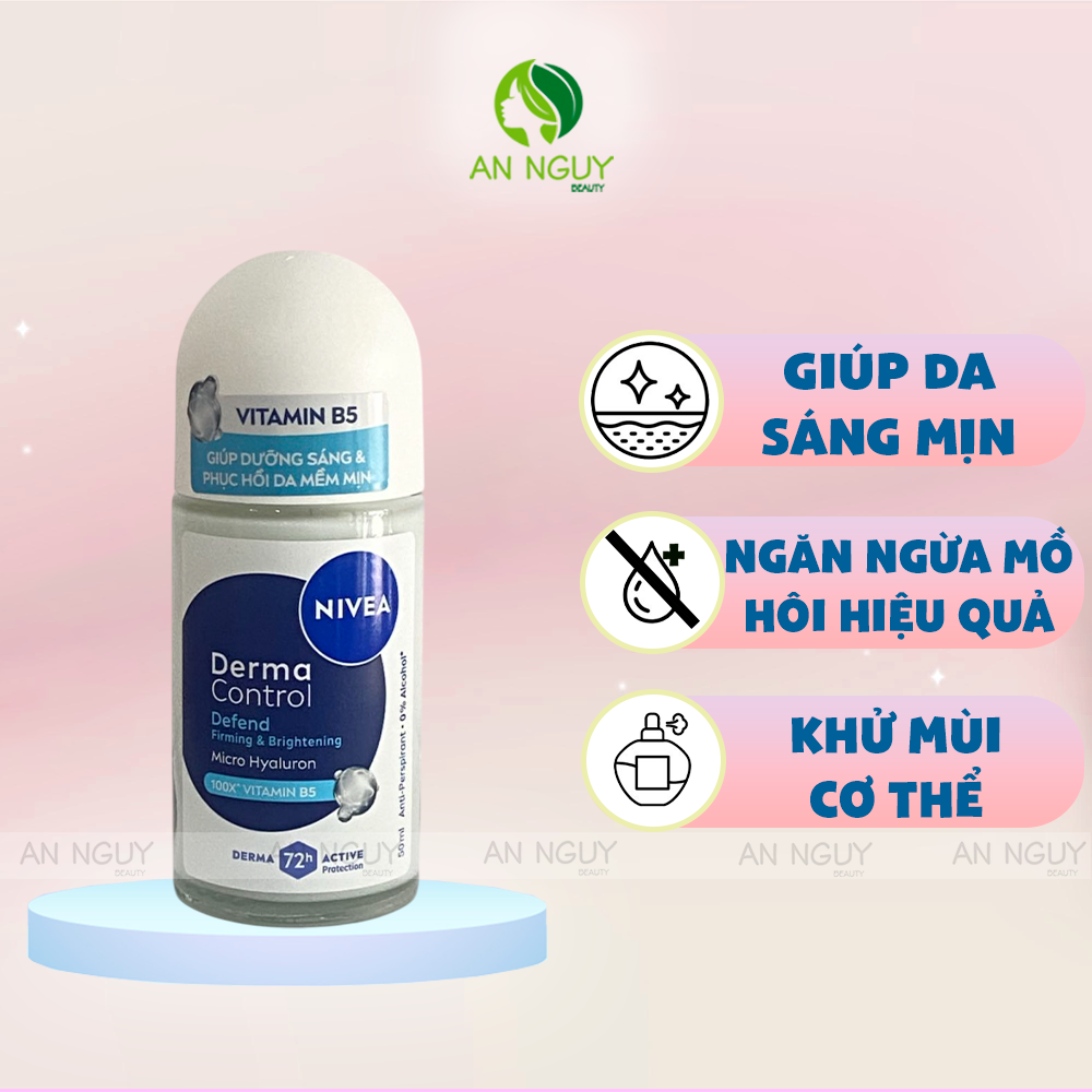 Lăn Khử Mùi Nivea Derma Control Micro Hyaluron Dưỡng Sáng 50ml