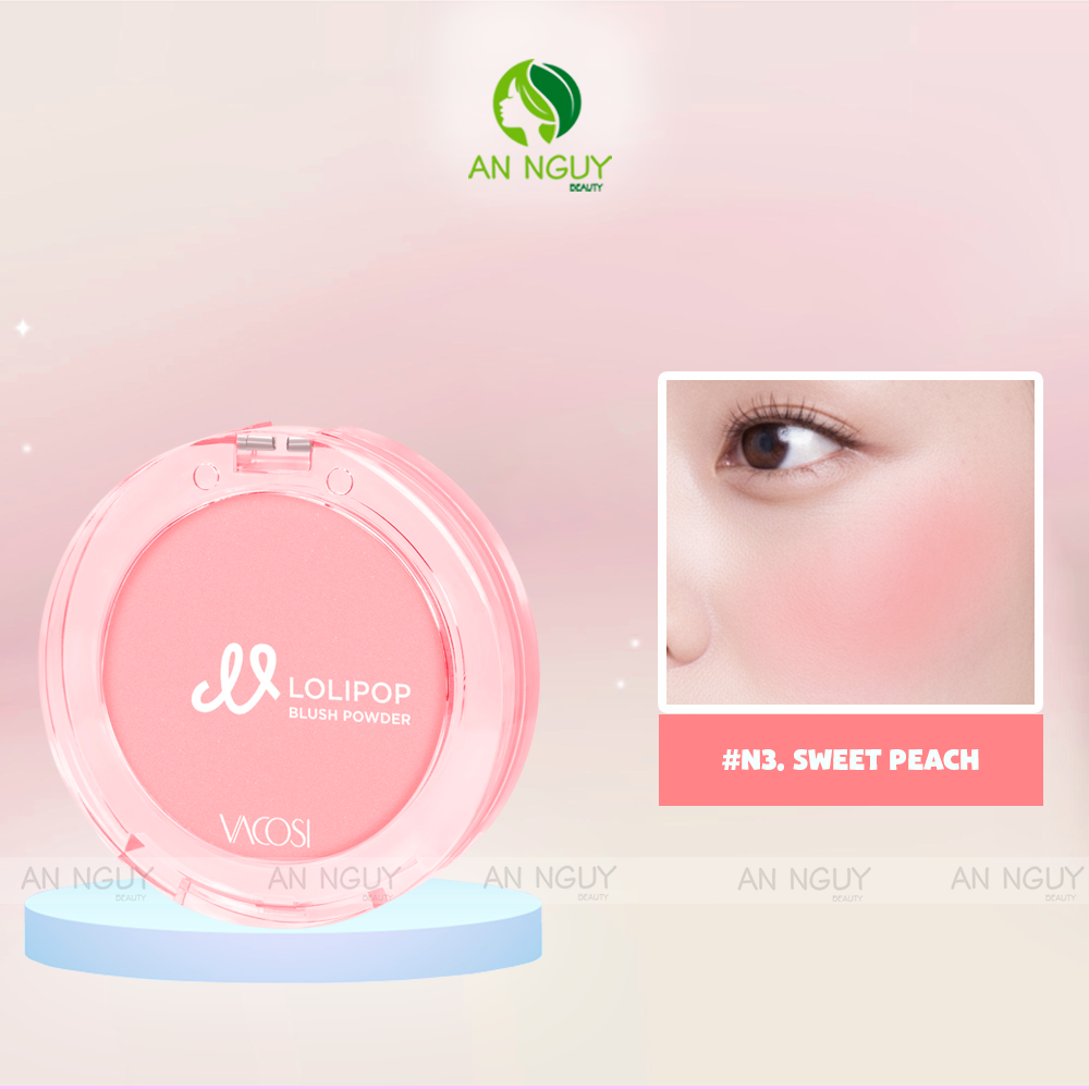 Phấn Má Hồng Vacosi Lolipop All Day Blush Powder VP14 Phấn Mịn, Trang Điểm Tự Nhiên 5.6g