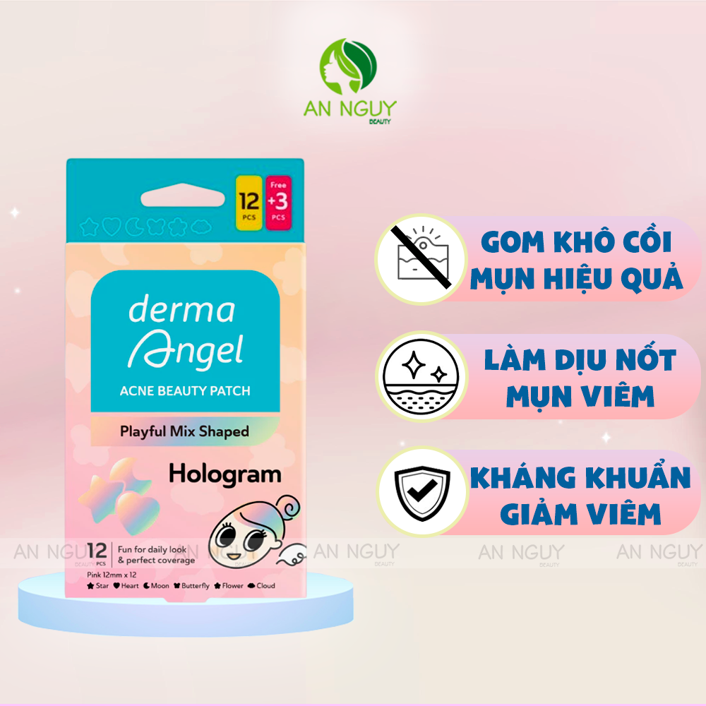 Miếng Dán Mụn Derma Angel Acne Beauty Patch Vui Nhộn 12+3 Miếng
