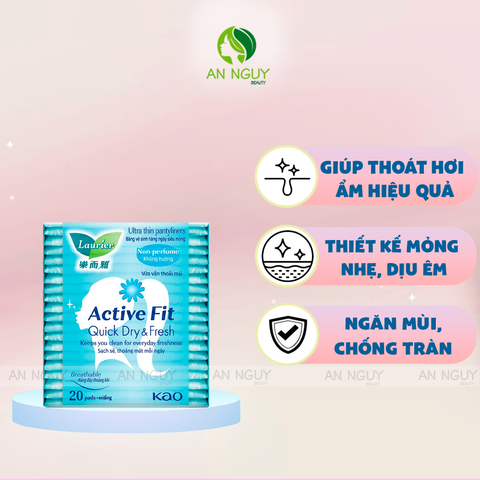 Băng Vệ Sinh Laurier Hàng Ngày Ultra Thin Pantyliner Active Fit Non-Perfume Không Hương 20 Miếng