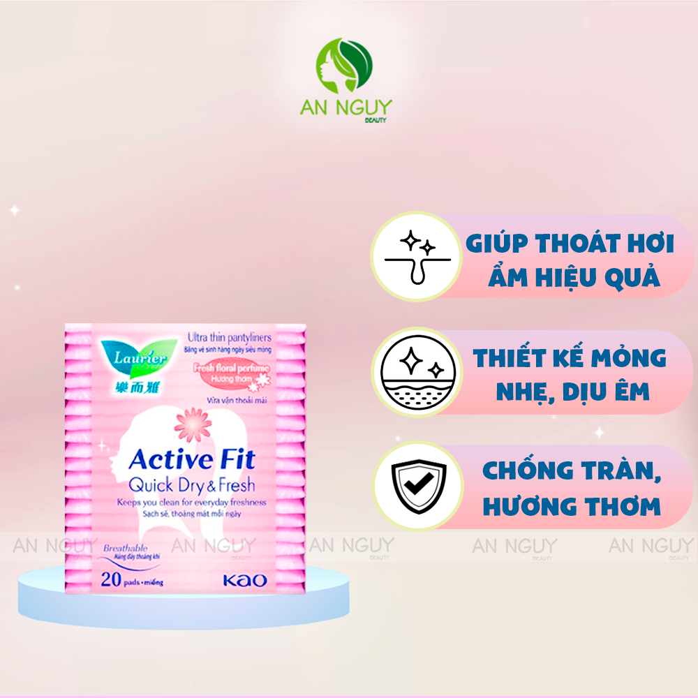Băng Vệ Sinh Hàng Ngày Laurier Ultra Thin Pantyliner Active Fit 20 Miếng