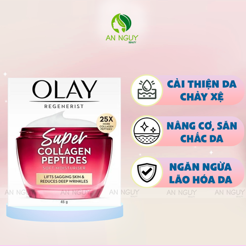 Kem Dưỡng Olay Regenerist Super Collagen Peptides Dưỡng Ẩm, Chống Lão Hóa Làm Săn Chắc Da 45g
