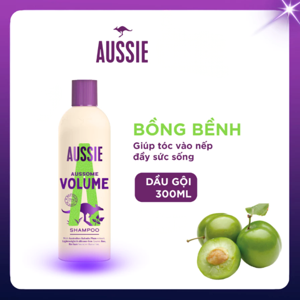 Dầu Gội Dưỡng Ẩm, Phục Hồi Tóc Khô Xơ Aussie Aussome Volume Shampoo 300ml