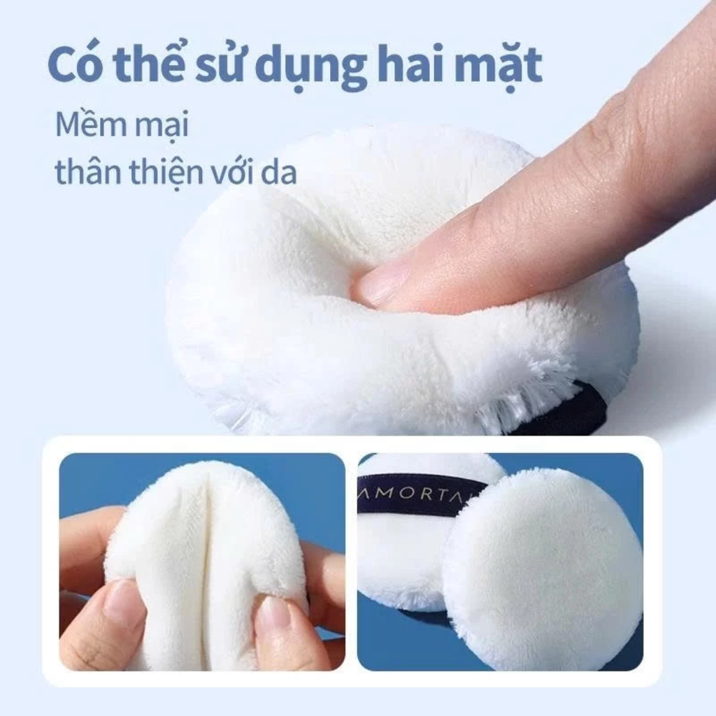 Bộ 2 Bông Phấn Phủ Amortals Silky Velvet Natural Finishing Powder Puff