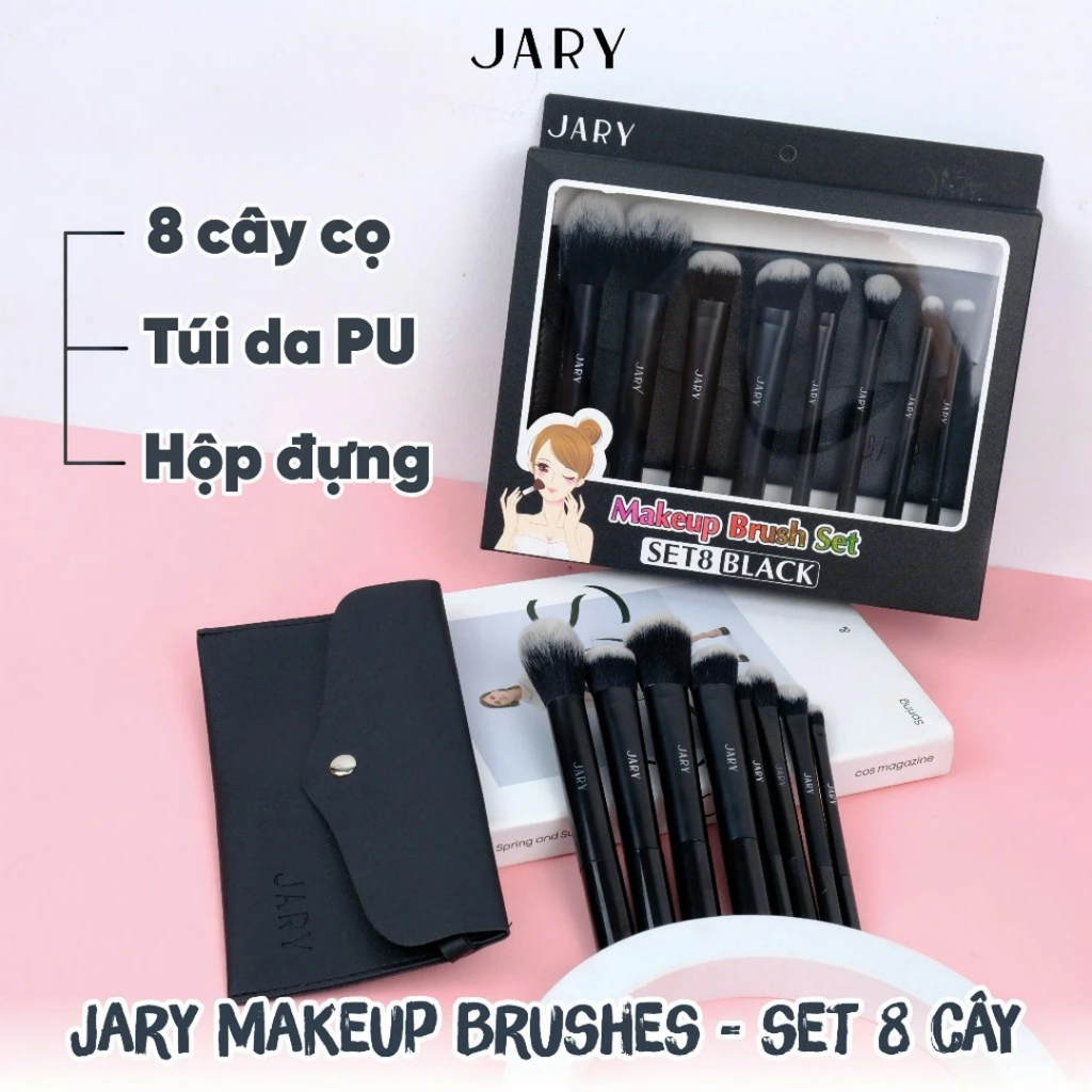 Bộ Cọ Trang Điểm Jary Makeup Brush Set Nhiều Mẫu Có Túi Đựng