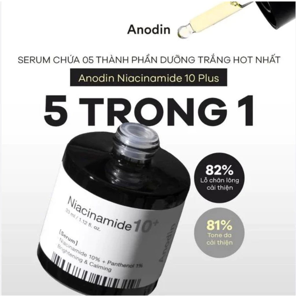 Tinh Chất Anodin Niacinamide 10 Plus Serum Làm Trắng, Thu Nhỏ Lỗ Chân Lông 33ml