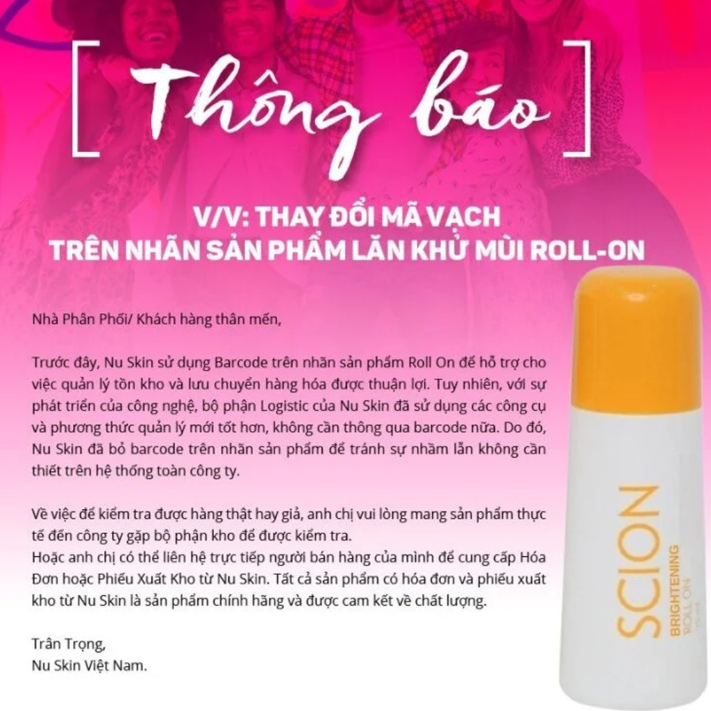 Lăn Khử Mùi Scion Brightening Roll On Làm Sáng Da, Giảm Mùi Mồ Hôi 75ml