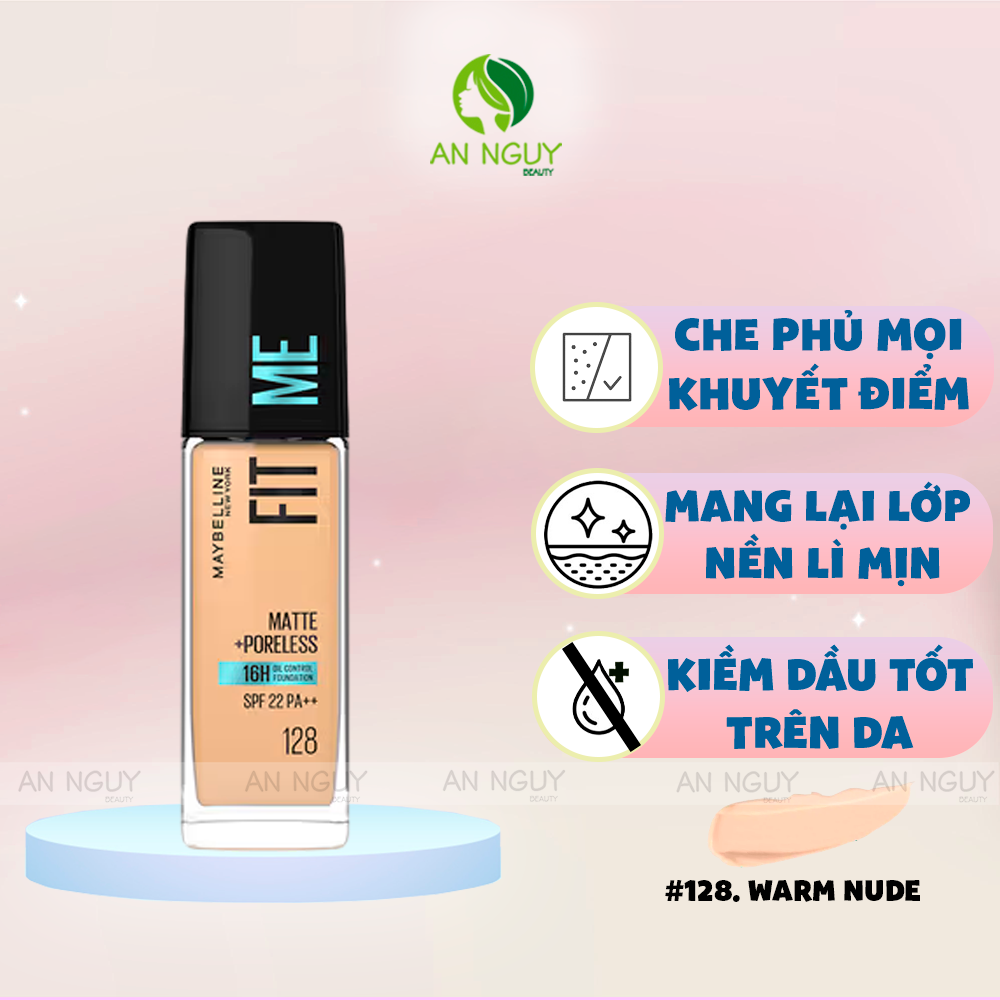 Kem Nền Maybelline Fit Me Matte + Poreless Foundation Mịn Nhẹ, Kiềm Dầu 30ml