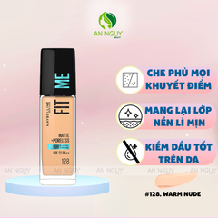 Kem Nền Maybelline Fit Me Matte + Poreless Foundation Mịn Nhẹ, Kiềm Dầu 30ml