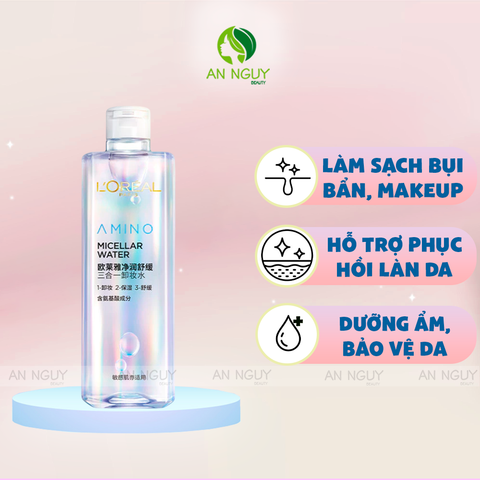 Nước Tẩy Trang L’Oréal Amino Micellar Water Dành Cho Da Nhạy Cảm & Đang Phục Hồi 400ml