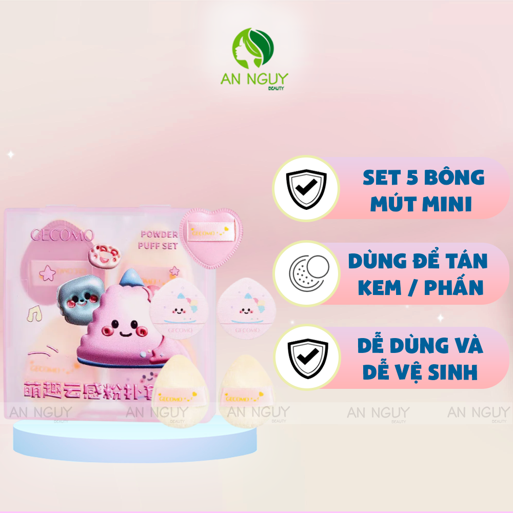Set 5 Miếng Mút Mini Trang Điểm Gecomo Powoder Puff