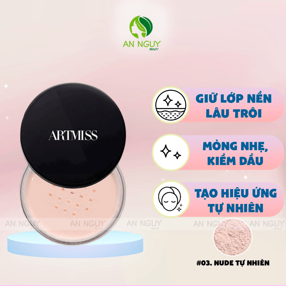 Phấn Phủ Artmiss Transparent Matte Powder Kiểm Soát Dầu Nhờn Giữ Lớp Nền Lâu Trôi 30g