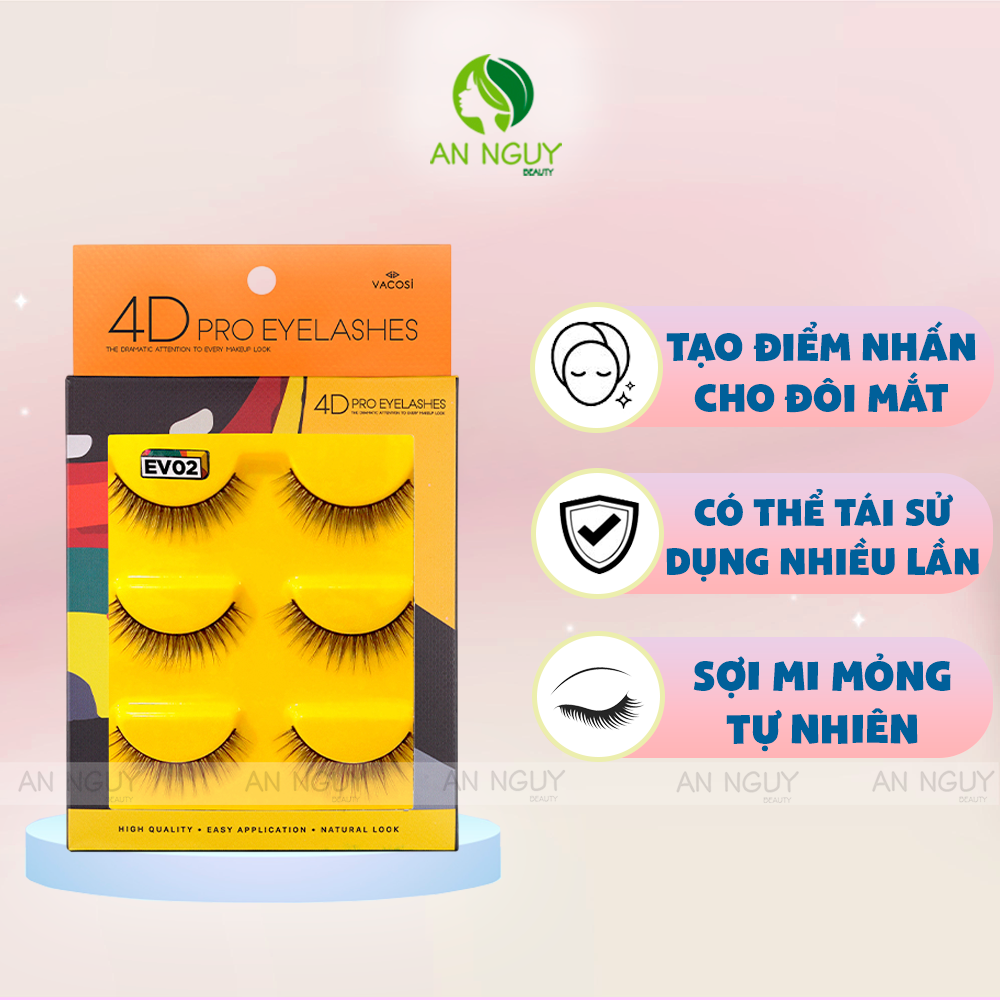 Lông Mi Giả Chuyên Nghiệp 4D Vacosi Pro Eyelashes 3 Cặp