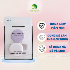 Set 2 Bông Phấn Trang Điểm Nền Và Phủ Phấn Vacosi Dáng Tròn